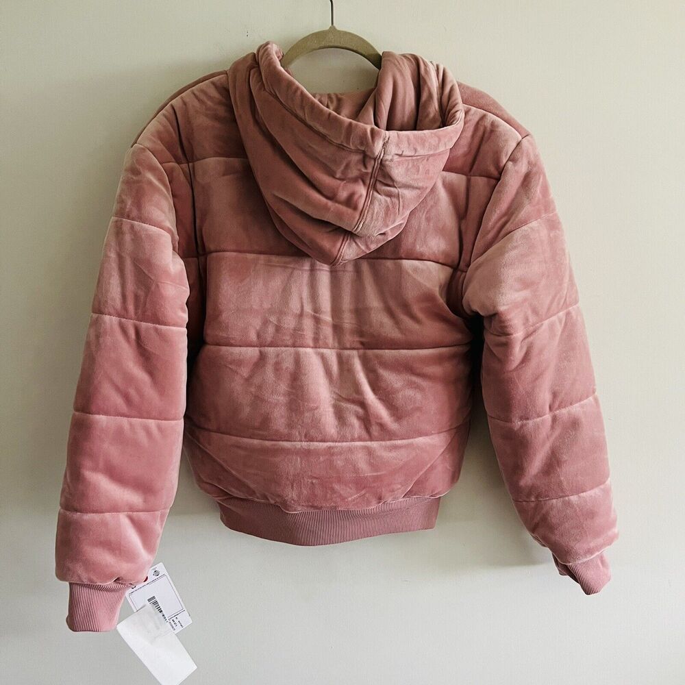 CHAMPION Pink Beige Velour Puffer Jacket - S - Picture 6 of 9
